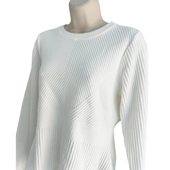 Nanette Nanette Lepore Woman’s Sz L White Rib Knit Long Sleeve Pullover Sweater - Picture 3 of 8